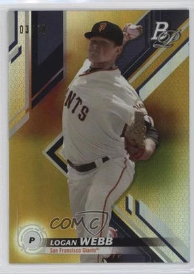 2019 Bowman Platinum Wal-Mart Top Prospects Gold Foil /50 Logan Webb #TOP-30 - Image 1 of 2