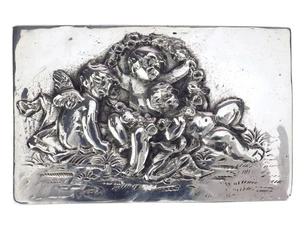 um 1900 antike Hanau Silberdose 800er Silber Putti mit Blumengirlande! - Bild 1 von 8