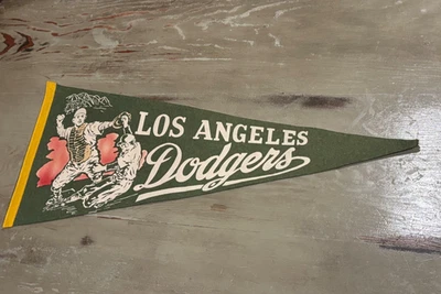 Banderín de béisbol MLB de fieltro verde tamaño completo de los Angeles Dodgers de colección de los años 50  Foto 1 de 4