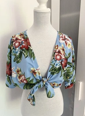 1950s Style Tie front Hawaiian Shirt Beach Kimono Ladies Top Size Medium - Image 1 of 4