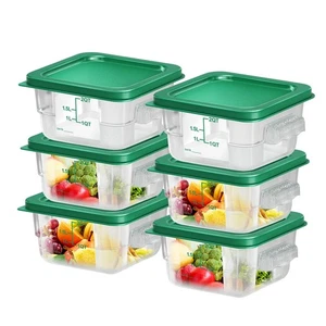 6 pcs 2qt Food Storage Containers with Lid, Square Clear Commercial Storage C... - Bild 1 von 6