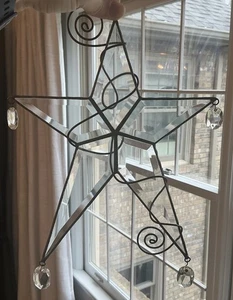 Abgeschrägter Glas Stern Sonnenfänger Handwerk Kristalle 11" hängend - Bild 1 von 8