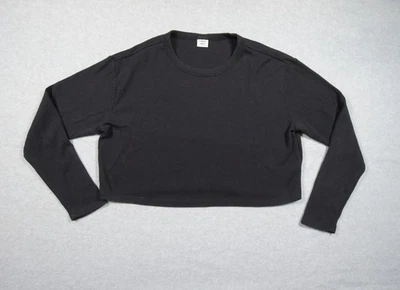 Sunday Best Shirt Womens Small Black Long Sleeve Waffle Knit Crop Fit Aritzia - Image 1 of 4