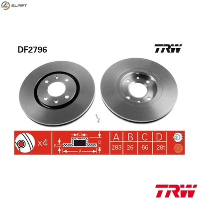 2x BRAKE DISC DF2796 FOR PEUGEOT CITROEN D8B /DHX /DHY 1.9L 4HX 2.2L 3FZ 2.2L - Image 1 of 4