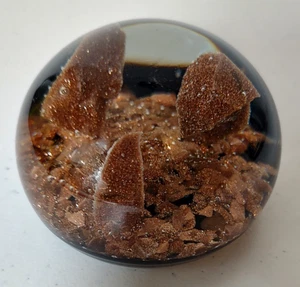 Italian Murano Art Glass  Paperweight Chunky Gold Fleck Nuggets - Picture 1 of 12