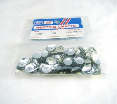 Western Crafts Style 11300, Argento 2 Confezioni Da 200 Paillettes, 8 MM Nuovo A - Immagine 1 di 4