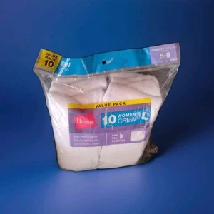 Hanes DAMEN CREW SOCKEN WEISS 10ER PACK - SCHUHGRÖSSE 5-9 (Vorteilspack) - Bild 1 von 9