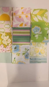 12 Heather Bailey Fabric Nicey Jane Picnic Bouquet Blue Pink Quilt FAT QUARTEs - Picture 1 of 9