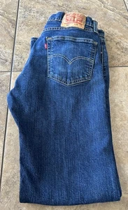 Levis Jeans Mens 33x32 Blue 505 Regular Straight Dark Wash  Denim Fit 32X31 - Picture 1 of 7