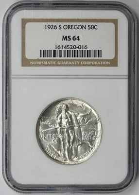 1926-S Oregon Trail Silver Commemorative Half Dollar 50C MS 64 NGC - Image 1 of 4