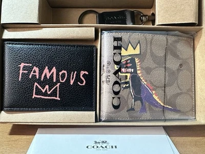 NIB Coach Men's Teen 3in1 Wallet 2 Billfold Gift Set SIGNATURE BASQUIAT Dinosaur - Image 1 of 4