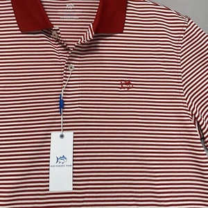 Southern Tide Fort Frederick gestreift Pique Performance Golf Polo Herren Größe S rot - Bild 1 von 12