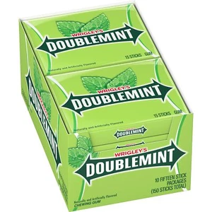Wrigley's Doublemint Kaugummi - 10 Packungen, je 15 Sticks [150 Sticks] - Bild 1 von 1