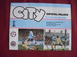 Programme Manchester City v Crystal Palace FA cup 3rd rd 3.1.1981 - Picture 1 of 2
