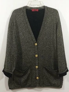 Chaqueta Suéter Valentino Años 60 Vintage Ópera Gala Negro Dorado Alta Costura Exclusiva L XL - Imagen 1 de 2