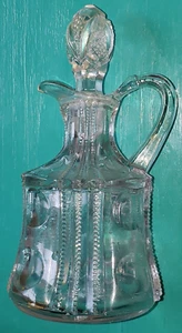 Paneled Beaded Inverted Thumbprint Cruet EAPG Original Stopper Glass UV Reactive - Picture 1 of 3