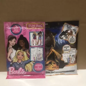 Barbie & JURASSIC WORLD Fun Design Your Own Stickers Activity Sheets Paper Dolls - Picture 1 of 1