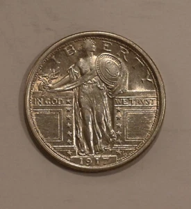 1917 Type 1 Standing Liberty Quarter Silver --- Nice high grade coin!!! - Picture 1 of 4