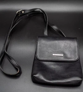 Black Vintage 1990's Esprit de Corps Leather Small Shoulder Bag Crossbody - Picture 1 of 6