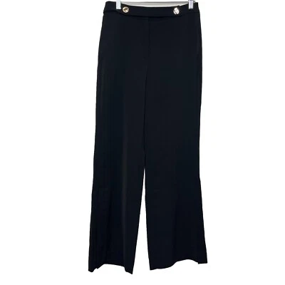 Elie Tahari 黑色裤子阔腿开衩下摆裤子 8 码 — 第 1/4 张图片