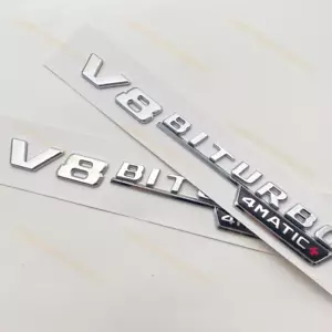 V8 BiTurbo Emblem Side Fender 3D Chrome Badge For AMG CL63 E63 NEW - Picture 1 of 9