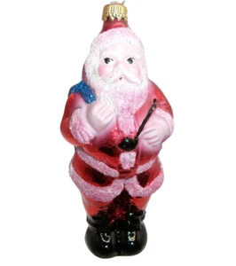 Vtg Lausha Glass Santa Claus Christmas Ornament 5 in Tall w/ Box Lillian Vernon - Picture 1 of 10