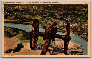 Vintage Chattanooga Tennessee TN Konföderierte Batterie Aussichtspunkt Bergblick Postkarte - Bild 1 von 2