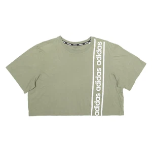 ADIDAS Cropped Womens T-Shirt Green M - Picture 1 of 6