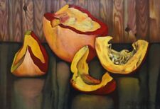Kristine Kvitka Still Life with pumpkins slices Oil on Canvas 21st Century
