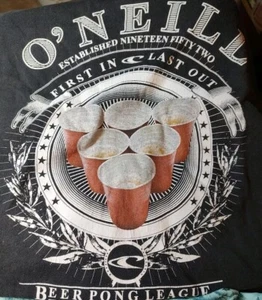 O'Neill Beer Pong League T-Shirt Adult Size Medium Black Graphic Tee Mens - Picture 1 of 1
