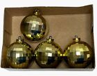 4 Vintage Ornaments Gold Disco Ball Mirrorred Plastic Christmas Tree Ornaments