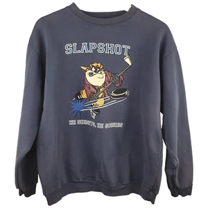 Vtg 90s Taz Devil Ice Hockey Sweatshirt WB Studio 1995 USA Teen Size XL Blue Vg - Picture 1 of 12