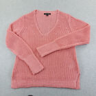 Banana Republic Sweater Womens Medium Pink Pullover Italian Linen Open Knit