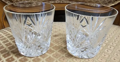 1950s Cut Crystal Whiskey Glasses 2 GORHAM Older Rosewood Pattern Barware - Image 1 of 4