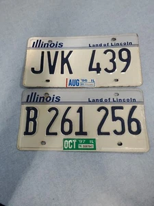 2 Illinois License Plates "Land of Lincoln"  1990's Stamped Steel - Picture 1 of 2