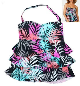 Island Escape Bahamas Floral Tiered Women's Tankini Top 8 NWT Multicolor - Picture 1 of 1
