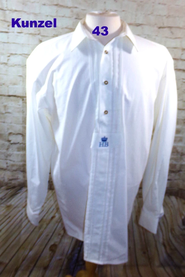 Camisa Kunzel Talla 43 Para Hombre Tirolesa Hofbrauhaus Oktoberfest LS Blanco Lino Foto 1 de 4