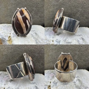 Jasper Ring .925 South Western Sterling Silver Size 8.5 Agate - Picture 1 of 1