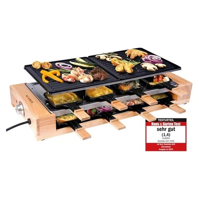 KLAMER Raclette 8 Personen, 1500W Raclette Grill mit Holzgestell, Raclette mi… - Bild 1 von 4