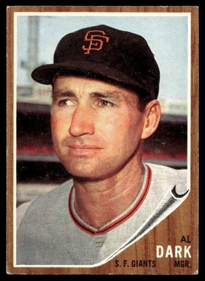 1962 Topps #322 Al Dark Gigantes de San Francisco como nuevo Foto 1 de 2