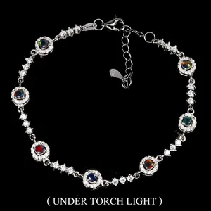 925 Sterling Silver Bracelet Round Black Opal 3mm Natural Gemstone Jewelry 6.5in - Picture 1 of 13