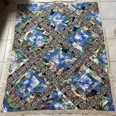 Hawaiian Quilt Handmade Hawaii Surf Beach Blanket Throw 65”x53” - Image 1 of 4