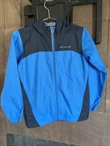 Columbia Youth Rain Jacket Windbreaker Size M 10/12 Navy Blue Colorblock - Picture 1 of 4