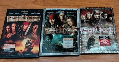 Disneys Pirates Of The Caribbean- 1-3 DVDs Set (2-disc w/ Slip Covers) — 第 1/4 张图片