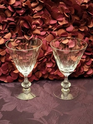 Set of 2 MCM Duncan & Miller Water Goblets Glasses Willow Stem & Leaf - Image 1 of 4