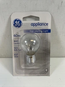 GE S11 Replacement 40W Appliance Bulb E17 Base, High Intensity Light, 440 Lumens - Picture 1 of 3