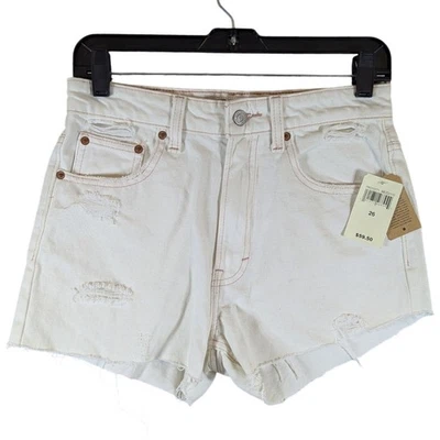 Pantalones Cortos Bermudas Lucky Brand Tiro Alto Envejecido Dobladillo Crudo Blanco Denim Talla 26 Nuevos con Etiquetas Foto 1 de 4