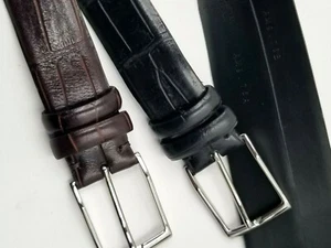 2 Vintage Ashworth Golf Company (Canada) Black Brown Leather Belt size 34 40" - Picture 1 of 8