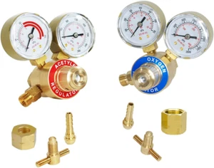 ® OXYGEN & ACETYLENE Welding Regulators Solid Brass Gas Gauges for Gas Cutting T - Picture 1 of 5