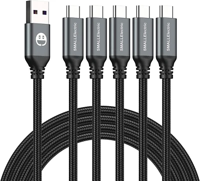 USB Type-C to a Cable 5Pack 6Ft Braided Fast Charging 3A Quick Charger Cord, 6 F - Image 1 of 4